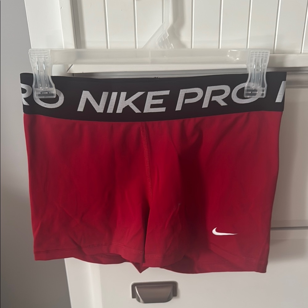 Nike Pro Red Shorts with Black Waistband